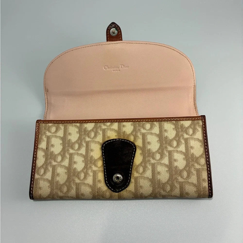 Christian Dior Romantique Trotter Heart Long Wallet Beige